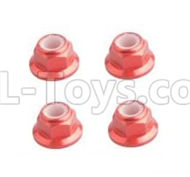 HSP 94188 spare parts-122049 (02055)-05 Upgrades M4 Aluminum Alloy Locknuts(4pcs)-Red,Upgrade HSP 94188 RC Car Truck Parts,Upgrade HSP 1:10 RC Truck Spare parts Accessories,HSP 94188 Upgrade Parts
